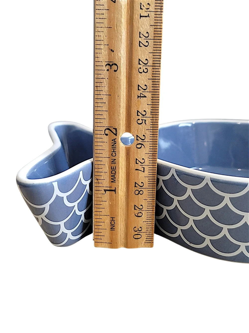 Whisker City Blue Fish-Shaped Cat Bowl